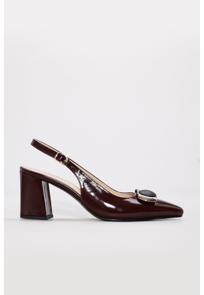 Laviovil İçi Dışı Hakiki Rugan Deri  Bordo Kadın İnce Topuklu Ayakkabı AH0821526121082