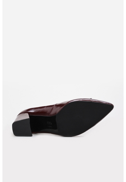 Laviovil İçi Dışı Hakiki Rugan Deri Bordo Kadın Topuklu Ayakkabı AH082152613269