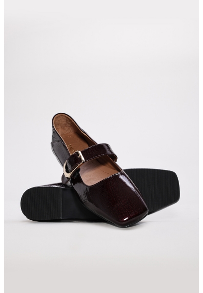 Laviovil İçi Dışı Hakiki Rugan Deri Bordo Rahat Kadın Babet Ayakkabı AH082102619862