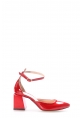 Laviovil İçi Dışı Hakiki Rugan Deri Kırmızı Kadın Kalın Topuklu Ayakkabı AH08064261218
