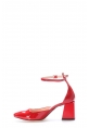 Laviovil İçi Dışı Hakiki Rugan Deri Kırmızı Kadın Kalın Topuklu Ayakkabı AH08064261218