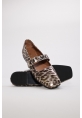Laviovil İçi Dışı Hakiki Rugan Deri Leopar Rahat Kadın Babet Ayakkabı AH082102619862