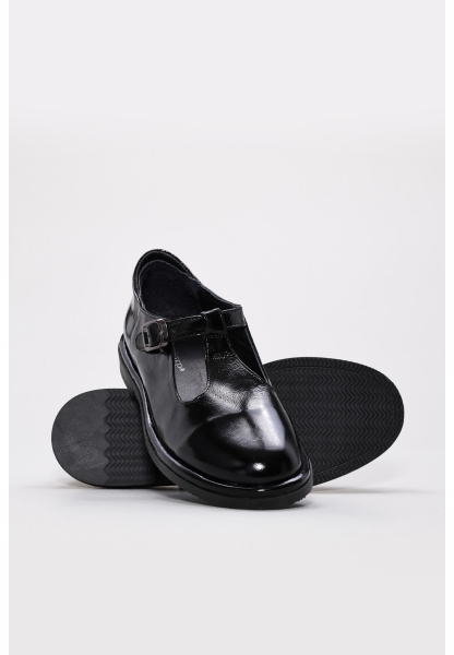 Laviovil İçi Dışı Hakiki Rugan Deri Siyah Kadın Casual Günlük Ayakkabı AH0824626140307