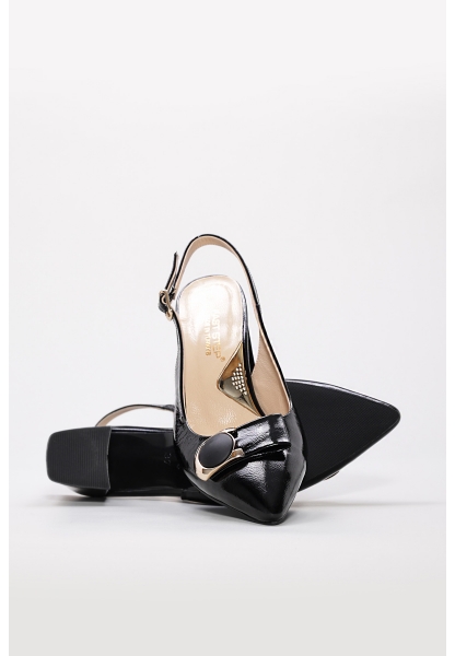 Laviovil İçi Dışı Hakiki Rugan Deri Siyah Kadın İnce Topuklu Ayakkabı AH0821526121082