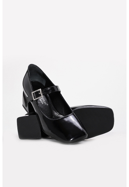 Laviovil İçi Dışı Hakiki Rugan Deri Siyah Kadın Topuklu Ayakkabı AH080102618819