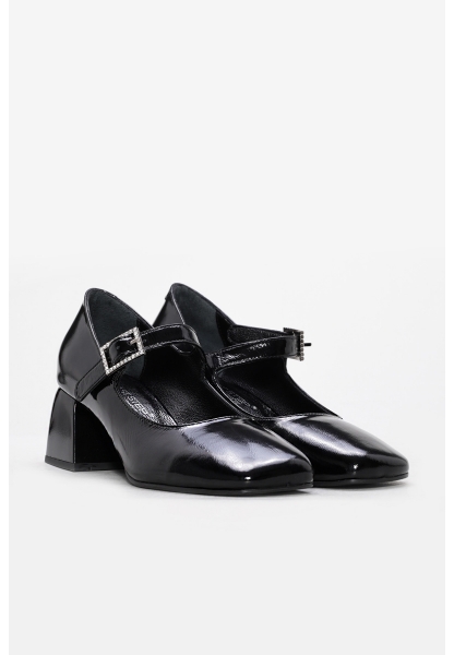 Laviovil İçi Dışı Hakiki Rugan Deri Siyah Kadın Topuklu Ayakkabı AH080102618819