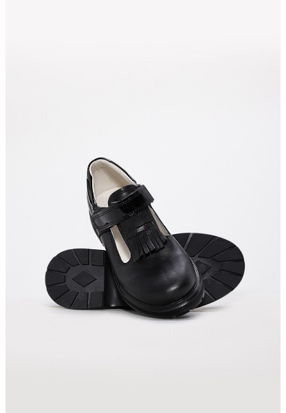 Laviovil İçi Dışı Hakiki Rugan Deri Siyah Kız Çocuk Casual Ayakkabı AH0800624315105