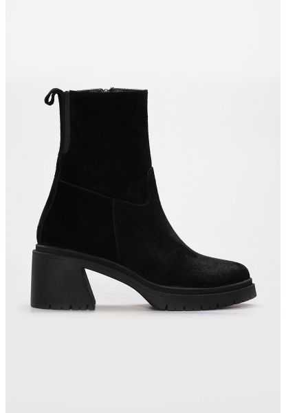 Laviovil İçi Dışı Hakiki Süet Deri Siyah Kadın Topuklu Bot AH082171926178609