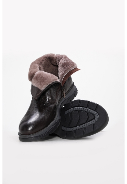 Laviovil İçi Kürklü Dışı Hakiki Deri Kahve Fermuarlı Erkek Klasik Bot AH082491113185180