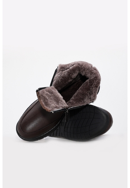 Laviovil İçi Kürklü Dışı Hakiki Deri Kahve Rahat Kadın Klasik Bot AH08583112612707