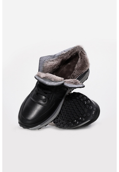 Laviovil İçi Kürklü Dışı Hakiki Deri Siyah Erkek Spor Bot AH0860011131434