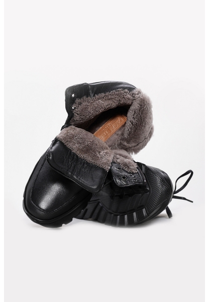 Laviovil İçi Kürklü Dışı Hakiki Deri Siyah EVA Erkek Bot AH08214111313357