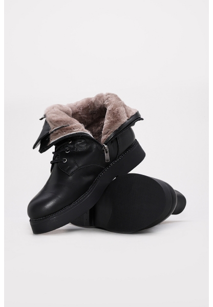 Laviovil İçi Kürklü Dışı Hakiki Deri Siyah Kadın Postal Bot AH08657112612611