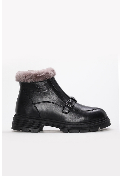 Laviovil İçi Kürklü Dışı Hakiki  Deri Siyah Tarz  Kadın Bot AH0821711261781039