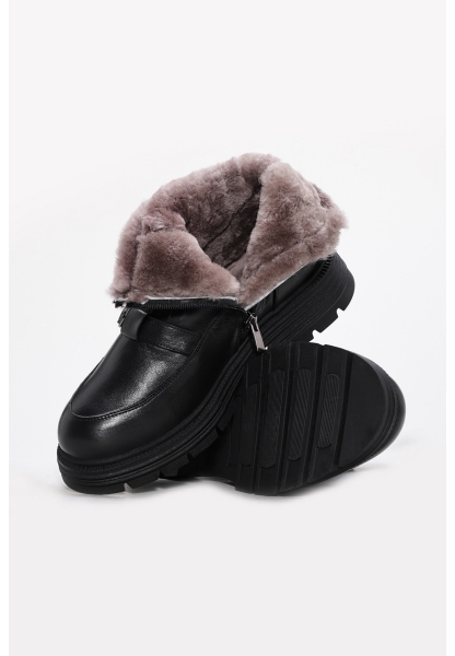 Laviovil İçi Kürklü Dışı Hakiki  Deri Siyah Tarz  Kadın Bot AH0821711261781039