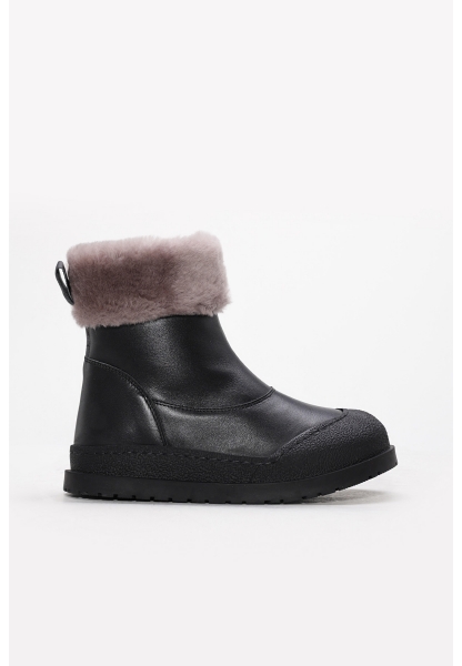 Laviovil İçi Kürklü Dışı Hakiki Deri Siyah Unisex Çocuk Bot AH08157112412862