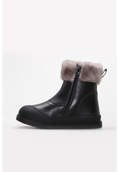 Laviovil İçi Kürklü Dışı Hakiki Deri Siyah Unisex Çocuk Bot AH08157112412862