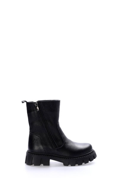 Laviovil İçi Kürklü Dışı Hakiki Deri Siyah Unisex Çocuk Kalın Taban Bot AH08612116116447