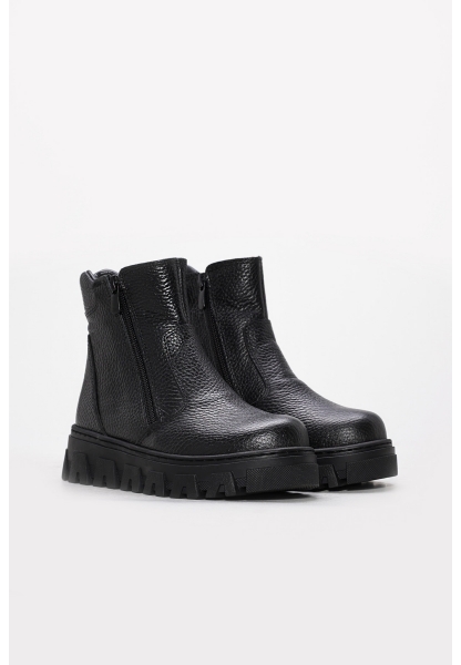 Laviovil İçi Kürklü Dışı Hakiki Deri Siyah Unisex Yüksek Taban Bot AH0877011241212