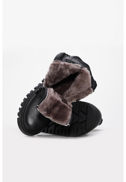 Laviovil İçi Kürklü Dışı Hakiki Deri Siyah Unisex Yüksek Taban Bot AH0877011241212