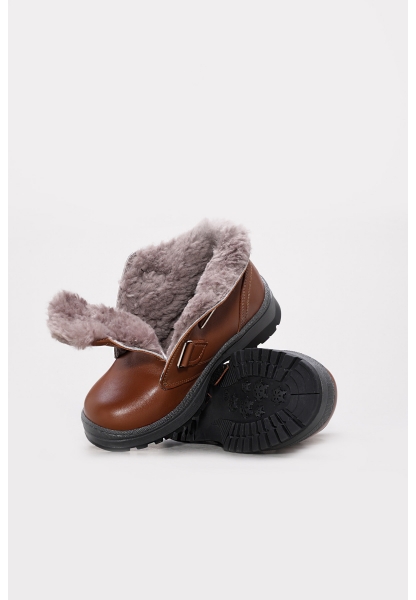 Laviovil İçi Kürklü Dışı Hakiki Deri Taba Unisex Çocuk Klasik Bot AH08006112416107