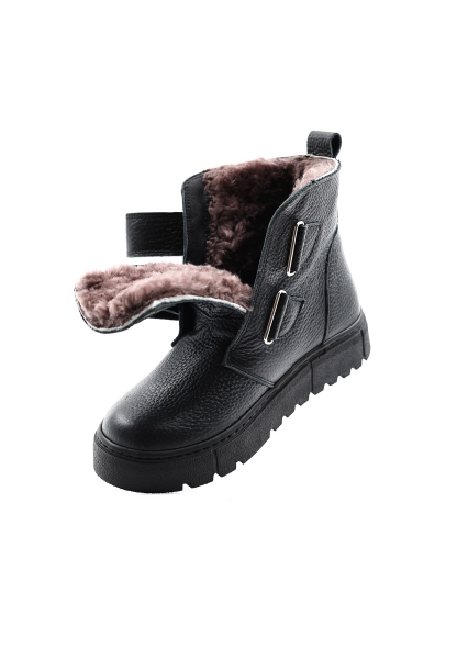 Laviovil İçi Kürklü Dışı Hakiki Floter Deri Siyah Unisex Çocuk Bot AH0876911241239