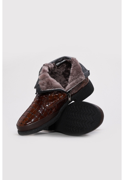 Laviovil İçi Kürklü Dışı Hakiki Kroko Deri Kahve Kadın Klasik Bot AH0821711261668359