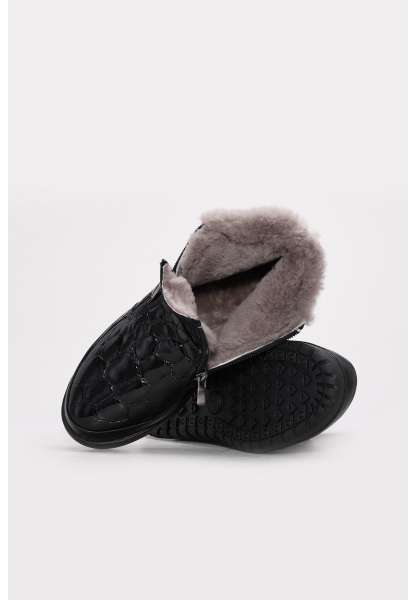 Laviovil İçi Kürklü Dışı Hakiki Kroko Rugan Deri Siyah Kadın Bot AH08972112617665