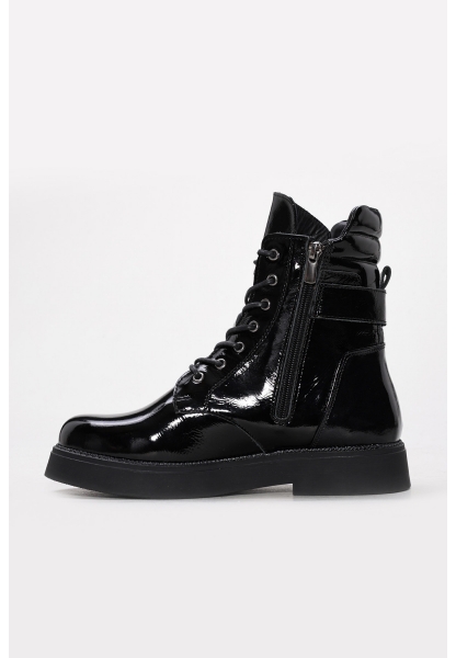 Laviovil İçi Kürklü Dışı Hakiki Rugan Deri Siyah Tarz Kadın Klasik Bot AH08657192612611