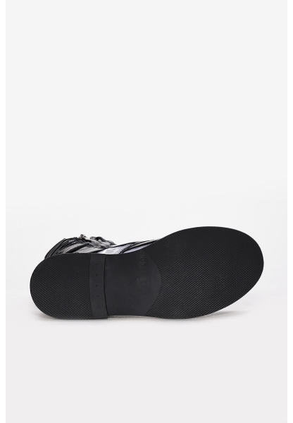 Laviovil İçi Kürklü Dışı Hakiki Rugan Deri Siyah Tarz Kadın Klasik Bot AH08657192612611