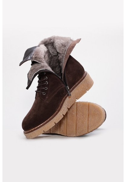 Laviovil İçi Kürklü Dışı Hakiki Süet Deri Kahve Kadın Postal Bot AH08657112612609