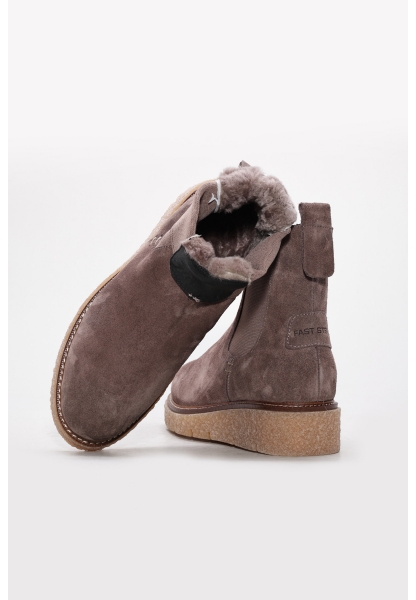 Laviovil İçi Kürklü Dışı Hakiki Süet Deri Vizon Kadın Chelsea Bot AH08657112612606