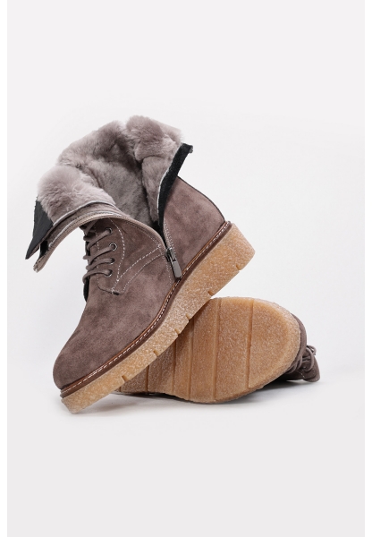 Laviovil İçi Kürklü Dışı Hakiki Süet Deri Vizon Kadın Postal Bot AH08657112612609