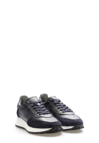Laviovil Kaliteli Hakiki Deri Lacivert Bağcıklı Erkek Spor Sneaker Ayakkabı AH087231315175
