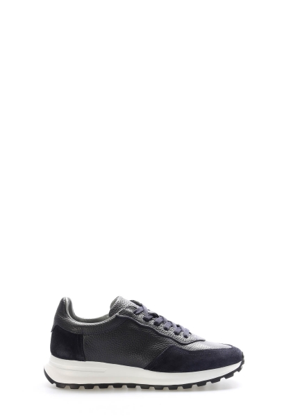 Laviovil Kaliteli Hakiki Deri Lacivert Bağcıklı Erkek Spor Sneaker Ayakkabı AH087231315175
