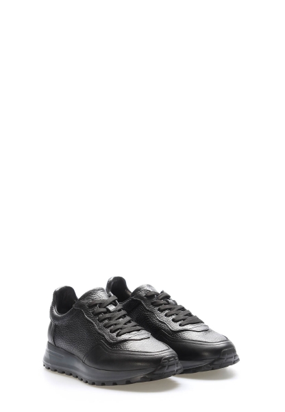 Laviovil Kaliteli Hakiki Deri Siyah Bağcıklı Erkek Spor Sneaker Ayakkabı AH087231315175