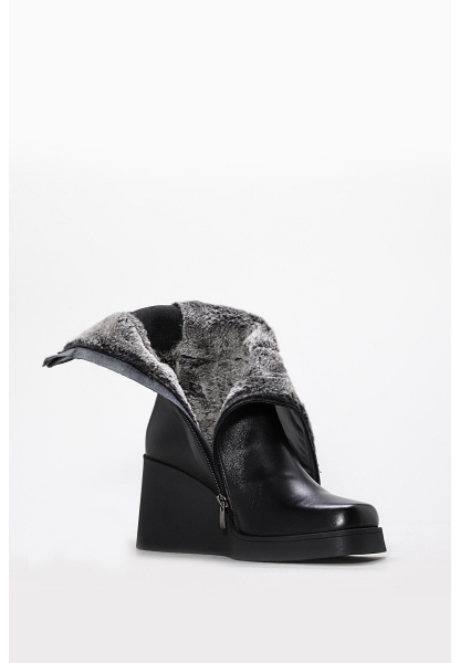 Laviovil Kaliteli Hakiki Deri Siyah Kadın Dolgu Topuk Çizme AH08124192612606