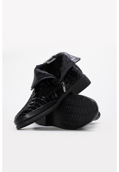 Laviovil Kaliteli Hakiki Kroko Deri Siyah Fermuarlı Kadın Klasik Bot AH0821719261668359