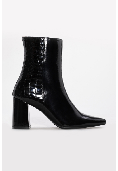 Laviovil Kaliteli Hakiki Kroko Deri Siyah Tarz Kadın Kalın Topuklu Bot AH0821542613316
