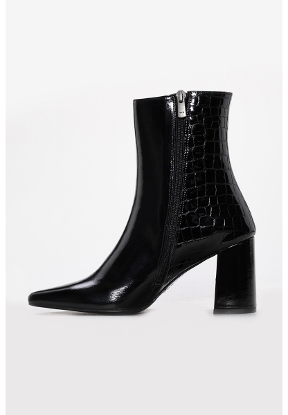 Laviovil Kaliteli Hakiki Kroko Deri Siyah Tarz Kadın Kalın Topuklu Bot AH0821542613316