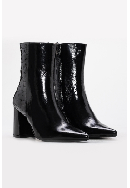Laviovil Kaliteli Hakiki Kroko Deri Siyah Tarz Kadın Kalın Topuklu Bot AH0821542613316