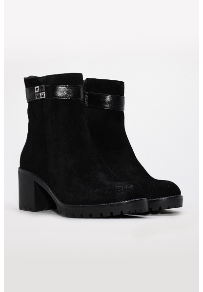 Laviovil Kaliteli Hakiki Süet Deri Siyah Kadın Kalın Topuklu Bot AH08124192612326