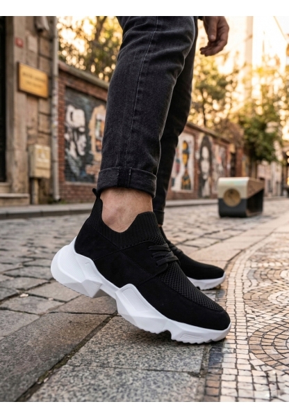 403 Yumuşak Triko Dokulu Yüksek Siyah Taban Spor Ayakkabı 