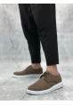 LVO0003 Bağcıklı Klasik Spor Keten Kahverengi Beyaz Taban Casual Erkek Ayakkabı