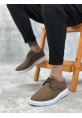 LVO0003 Bağcıklı Klasik Spor Keten Kahverengi Beyaz Taban Casual Erkek Ayakkabı