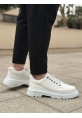 LVO0245 Beyaz Akıllı Lastik Bağcık Yüksek Siyah Taban Günlük Erkek Ayakkabı