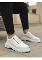 LVO0245 Beyaz Akıllı Lastik Bağcık Yüksek Siyah Taban Günlük Erkek Ayakkabı