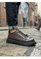 LVO0245 Kahverengi Rugan Paraşüt Detaylı Akıllı Lastik Bağcık Yüksek Taban Günlük Erkek Ayakkabı