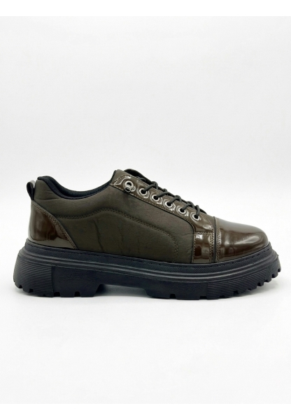 LVO0245 Kahverengi Rugan Paraşüt Detaylı Akıllı Lastik Bağcık Yüksek Taban Günlük Erkek Ayakkabı