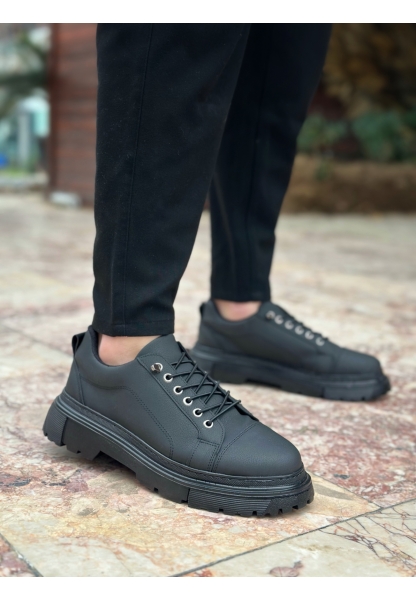 LVO0245 Siyah Akıllı Lastik Bağcık Yüksek Siyah Taban Günlük Erkek Ayakkabı